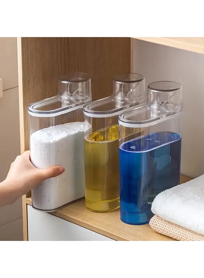 Transparent Laundry Detergent And Fabric Softener Dispenser Bottles 2pcs 1200ml Leak Proof - Image 1